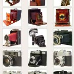 Máquinas fotográficas e de filmar antigas.