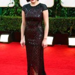 Elizabeth Moss, vencedora do Golden Globe para melhor atriz numa mini série ou filme de tv ‘Top fo the Lake’, em J. Mendel.