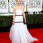 Jennifer Lawrence, vencedora do Golden Globe para melhor atriz secundária no filme ‘American Hustle’, em Dior Alta Costura.