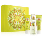 Fleur d’Osmanthus, da Roger & Gallet, traz a água fresca perfumada (100 ml), o gel de duche (50 ml) e o leite corporal (50 ml). Em farmácias. €38,99.