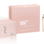 O Travel Set Legend Pour Femme, da Mont Blanc, traz, num nécessaire de viagem, uma eau de parfum (50 ml) e um leite de corpo (50 ml). €57.