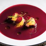 Restaurante Cozinha da-Clara Gaspacho de beterraba com queijo de cabra e laranja