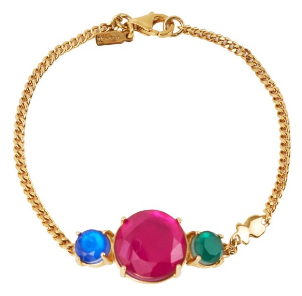 Pulseira em prata dourada com gemas hidrotermais e rubi, Tous €99 (PVP €169)