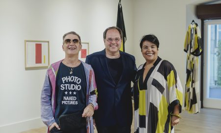 victor dzenk e os proprietarios da galeria, andrea e rodolfo guerra