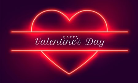 happy valentines day neon hearts background design