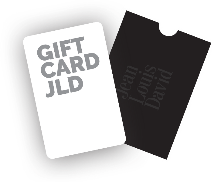 Gift Card Jean Louis David. Pode ser adquirido nos salões Jean Louis David e na loja online com serrviços como corte, coloração, brushing e até produtos