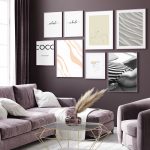 Mockup poster in dark violet monochrome modern living room inter