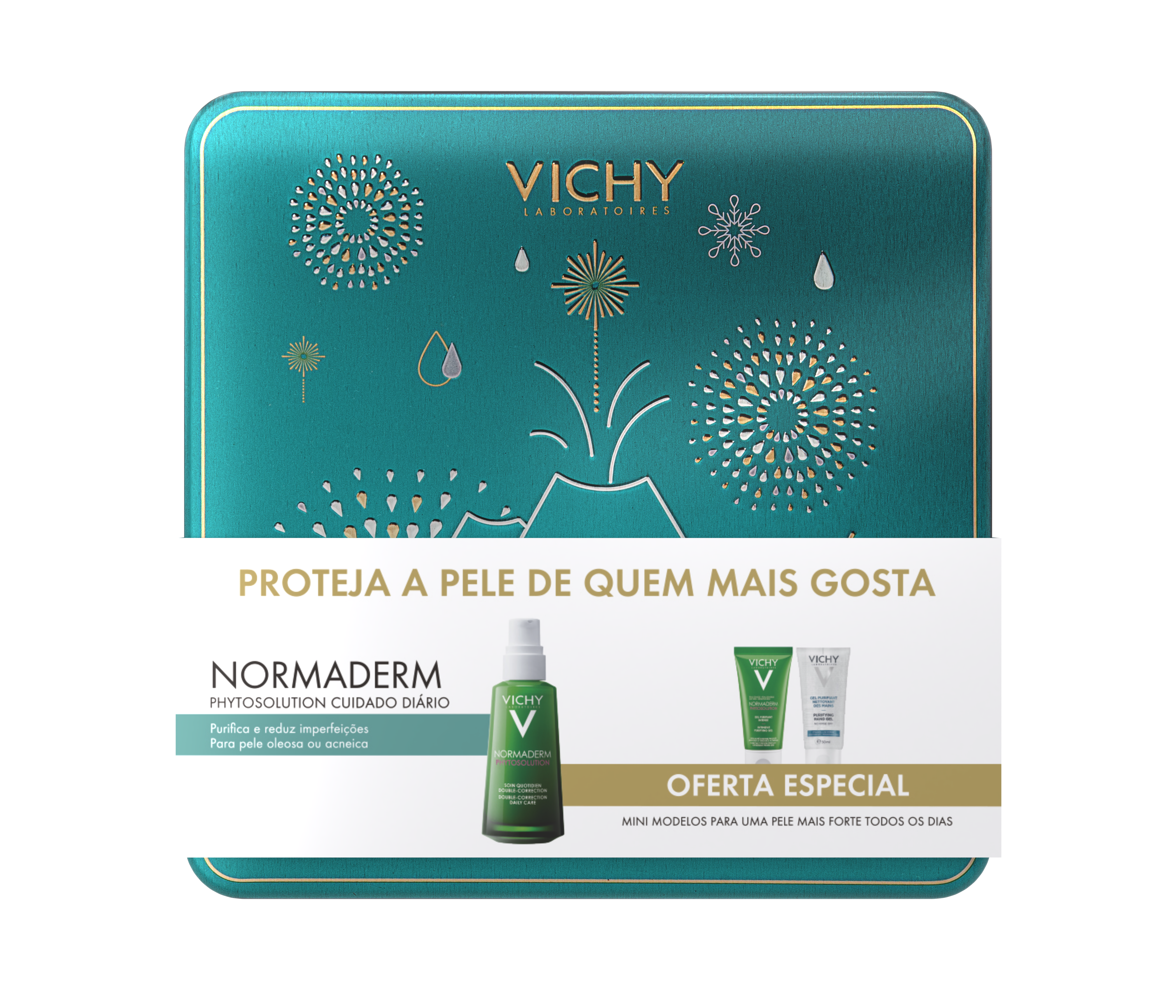 Coffret Vichy Normaderm Phytosolution para pele oleosa ou com tendência acneica (Normaderm Phytosolution Gel + gel de limpeza purificante + Gel Hidroalcoólico), €18,50