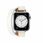 Apple Watch Hermes Series 6 40mm blanc Swift calfskin double tour Attelage band