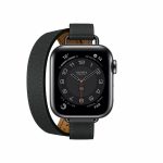 Apple Watch Hermes Series 6 40mm noir Swift calfskin double tour Attelage band