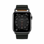 Apple Watch Hermes Series 6 44mm noir Swift calfskin simple tour Attelage band