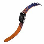 Apple Watch Hermes Series 6 bleu saphir orange H vibration woven Jumping band