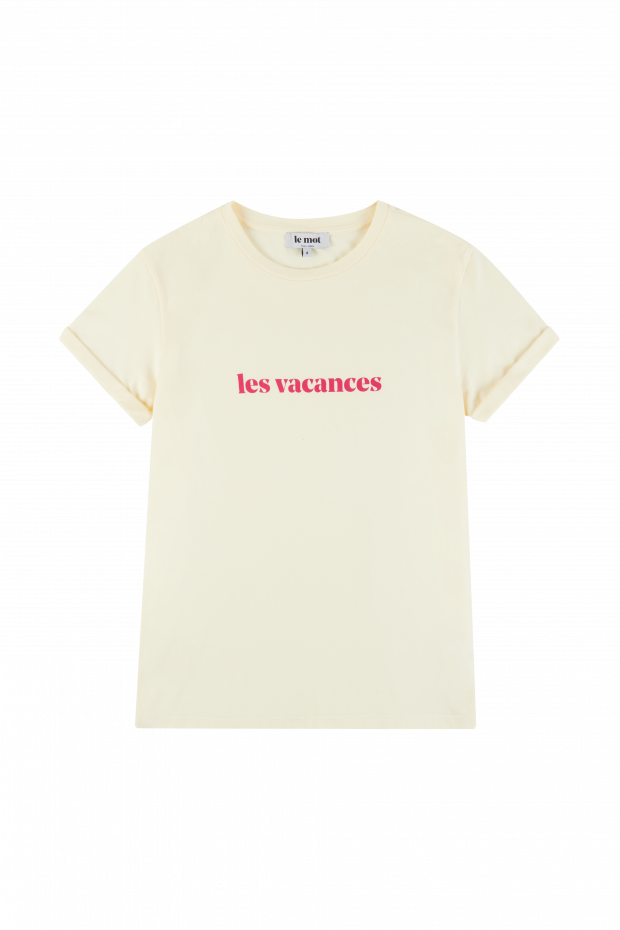 T-shirt off-white com estampado “les vacances” a rosa – €44