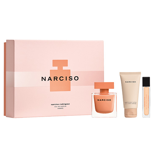 NARCISO RODRIGUEZ contém: -Narciso Ambrée eau de parfum 90ml -Body Lotion 50ml - Purse Spray 10ml. (€114)