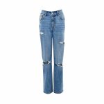 KIMBALL-8897805-01-Blue Ripped Denim Mom Jeans