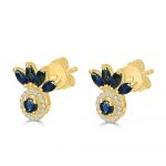 Flower earrings with sapphire and diamonds