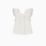 TOP COM BORDADOS PARA MENINA 'B&S', BRANCO_€15,99