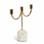 Cas,çal pequeno Perca para 3 velas dourado e de mármore branco, Kave Home, €19,99
