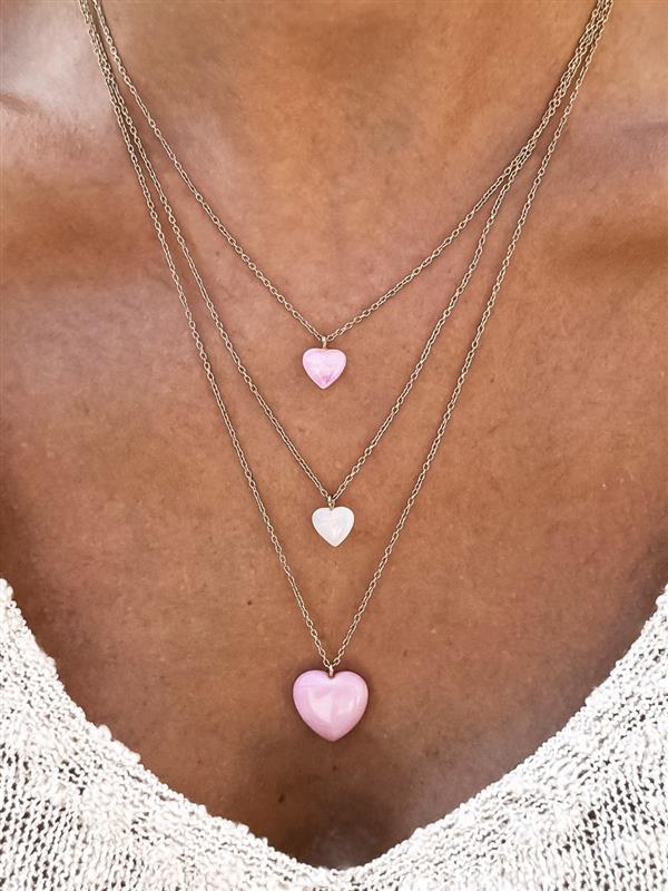 Colar One Neckmess Heart Pink (2)