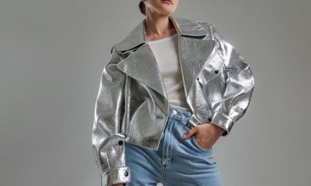 Silver Oversized Leather Jacket