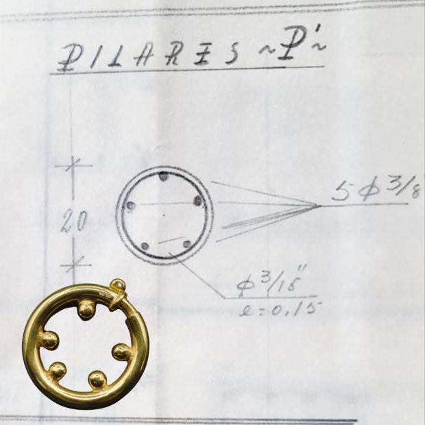O pilar circular baseado num desenho procedente de um projeto de engenharia civi. Além disso, foi, também, utilizado para criar o Lock Moges.