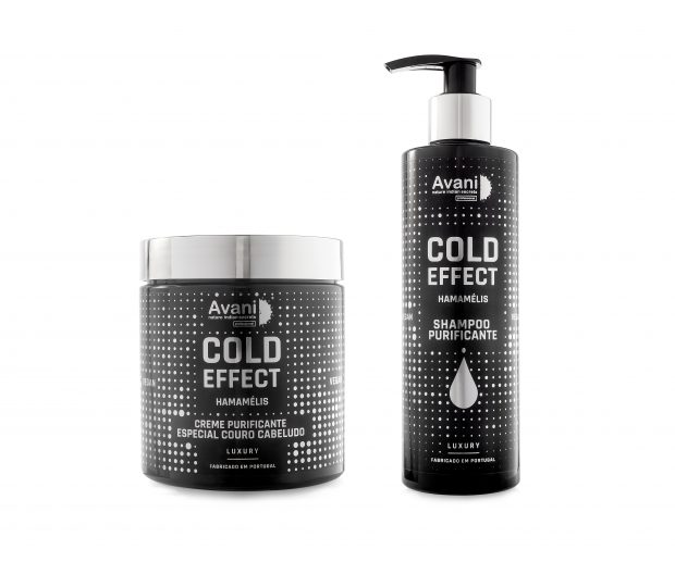 Shampoo Purificante Cold Effect e o Creme Purificante especial couro cabeludo Cold Effect da Avani Profissional 