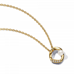 Colar Pandora Organically Shaped Pavé Circle & Treated Freshwater Cultured Pearl Collier Necklace em liga com revestimento de Ouro 14K, zirconias e perolas de cultura_€119