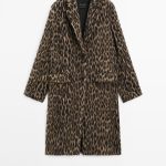 Sobretudo comprido estrutura animal print, Massimo Dutti, €249