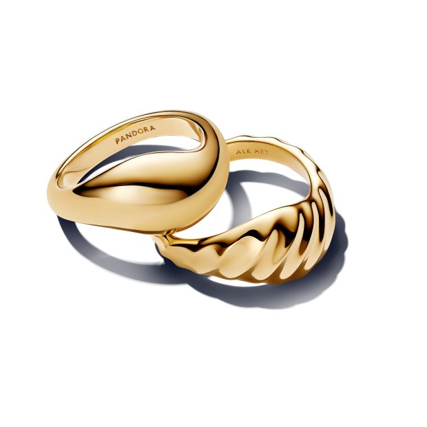 Anel Pandora Rippled Stacking Rings em liga com revestimento de Ouro 14K. €129